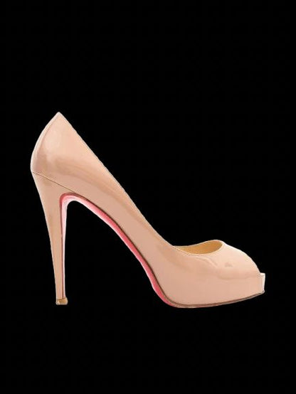 Christian Louboutin Orange Lacquer Peep-Toe Pumps Size 39.5 Excellent