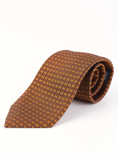 Perfect Hermes Silk Tie Combined Color with Orange Box