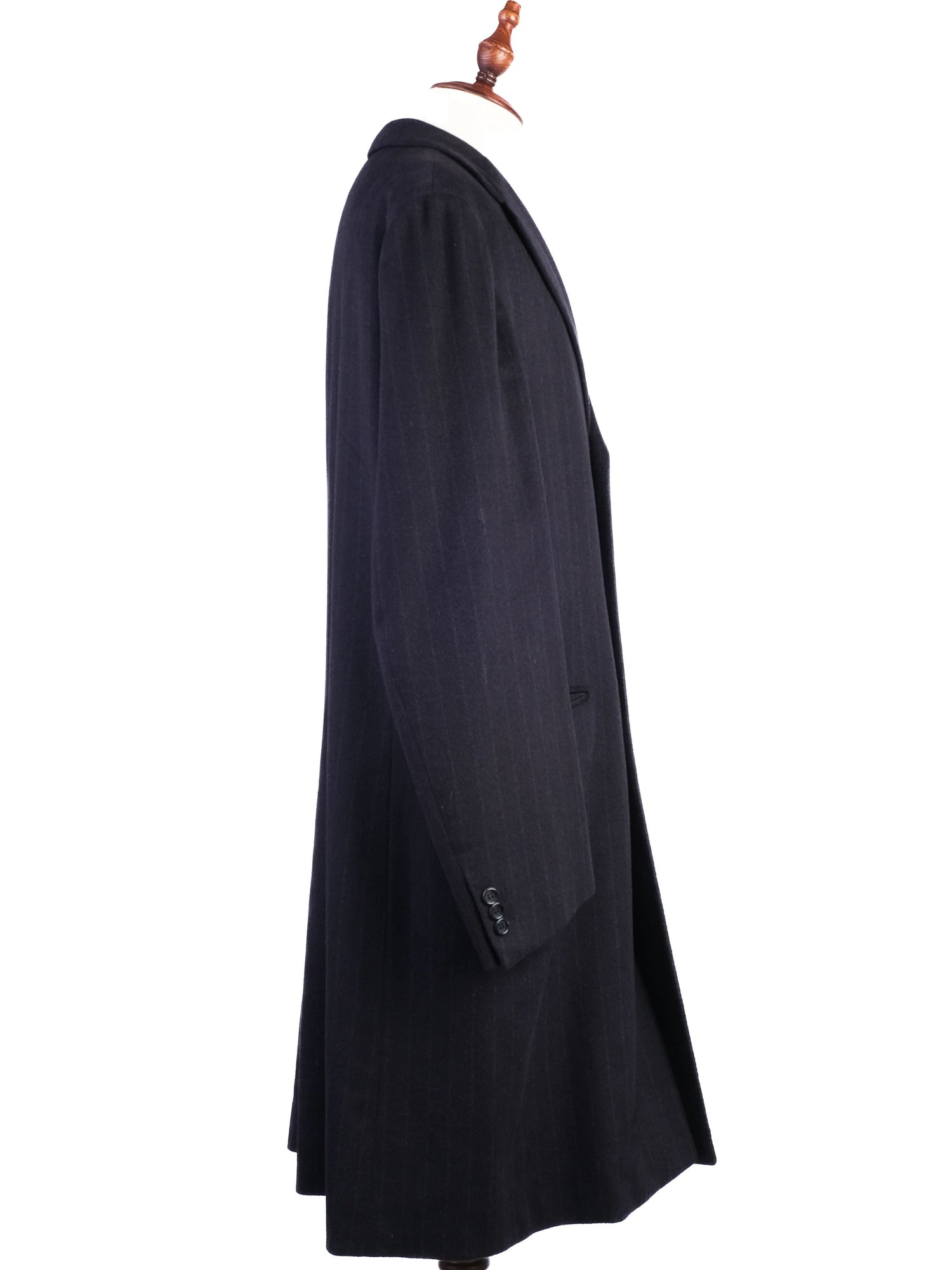 Excellent BRIONI Black Cashmere Pinstripe Overcoat for Men