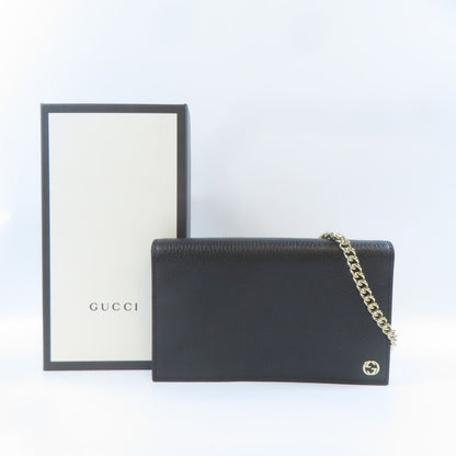 Gucci Textured Calfskin Medium Betty Chain Wallet Black