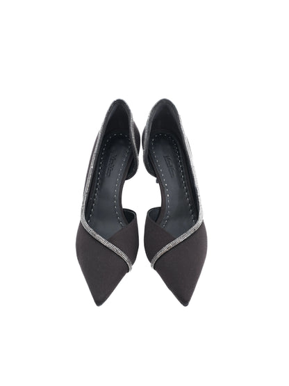 Excellent Max Mara Black High-Heeled Shoes Size 38 Rhinestones