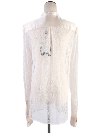 NEW By Malene Birger White Sheer Lace Blouse Size M