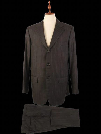 Excellent Ermenegildo Zegna Black Wool Suit Jacket Size L