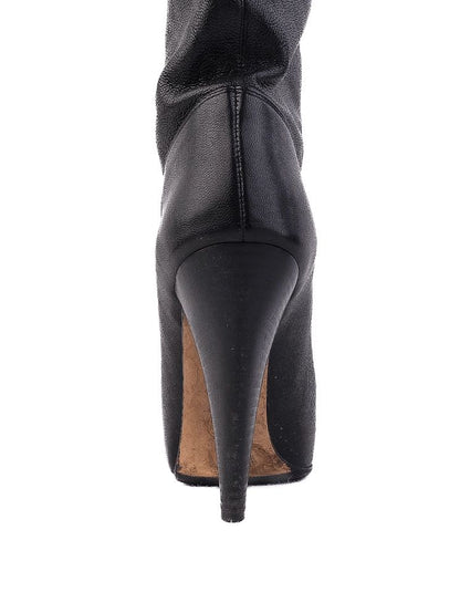 Excellent Bally Black Leather Knee-High Stiletto Heeled Boots Size 37.5