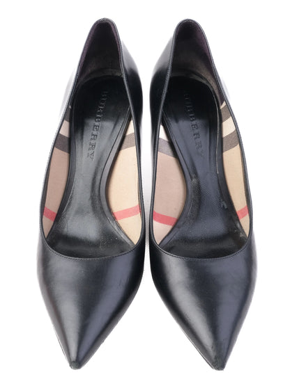 Burberry Black High-Heeled Stiletto Leather Shoe Size 39