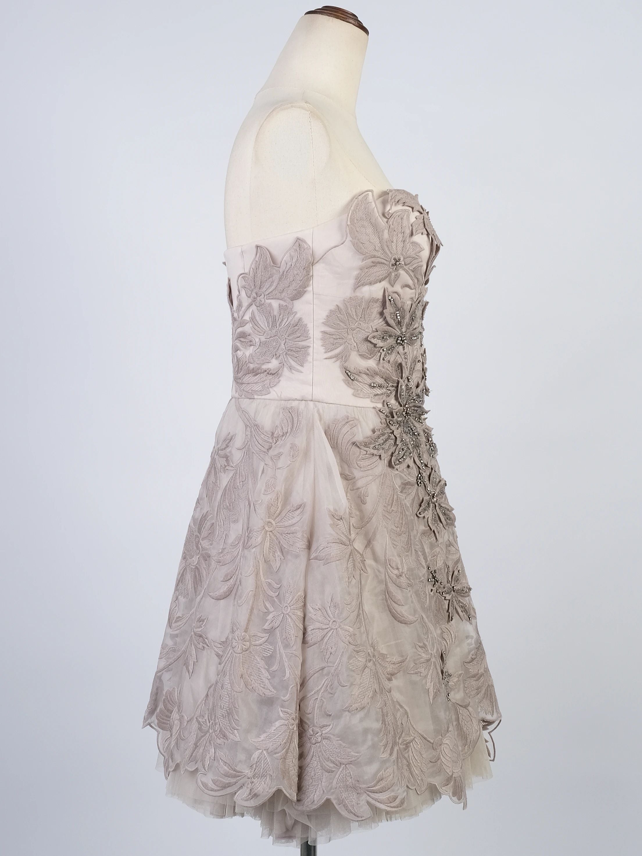 Perfect Karen Millen Gray Silk Strapless Dress Size M