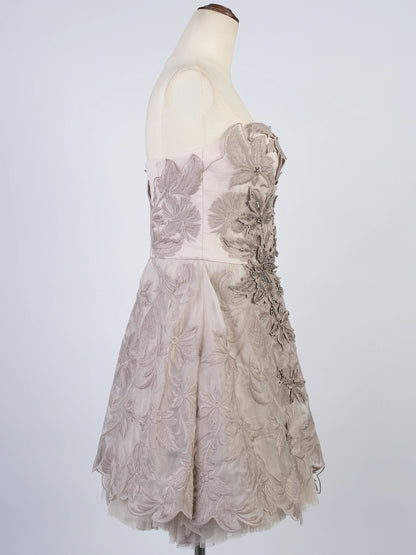 Perfect Karen Millen Gray Silk Strapless Dress Size M