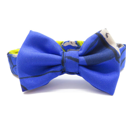 Hermes Silk Mini Ribbon Bow Blue Tie Blue Silk