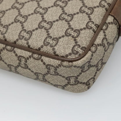 Gucci Gg Plus Supreme Clutch Bag Pvc Beige Brown Auth