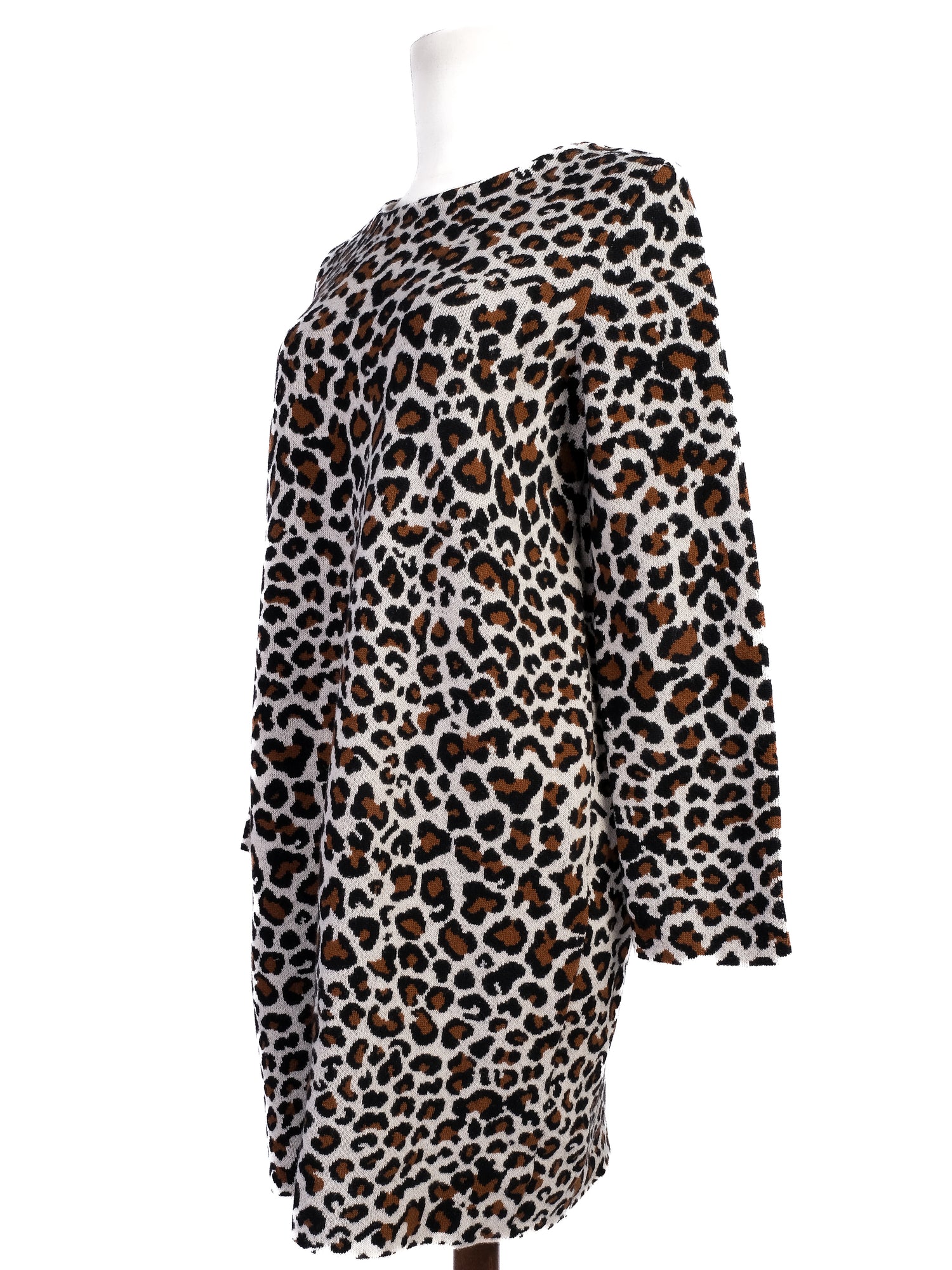 Excellent Max Mara Leopard Print Wool Dress Size L - Women&