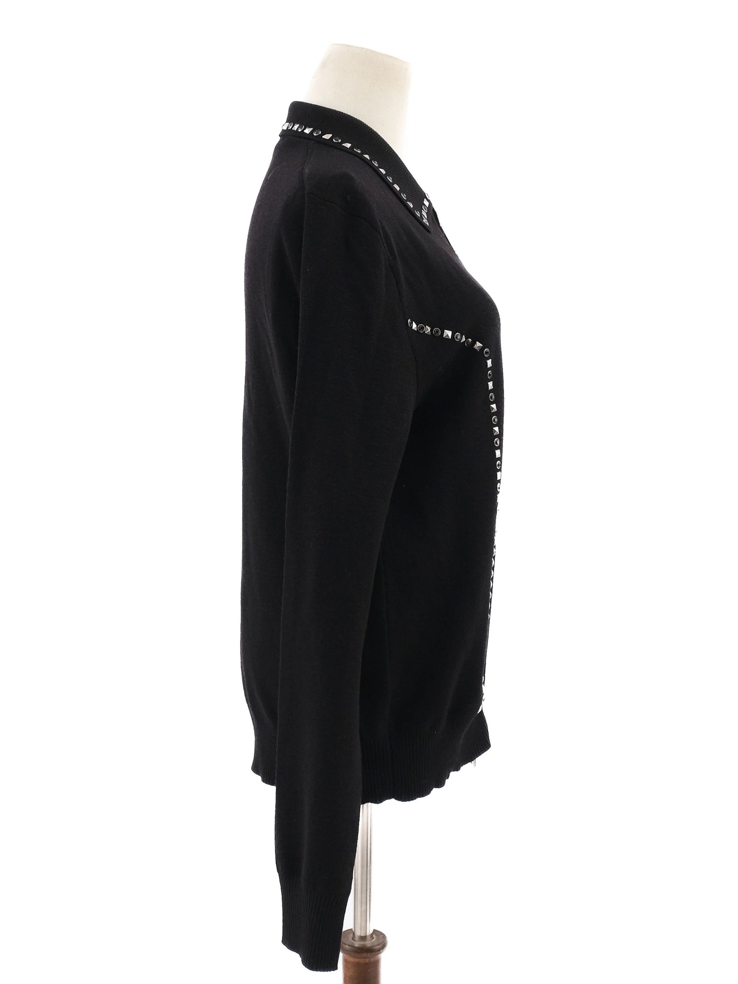 Excellent Dsquared2 Black Wool Zip-Up Jacket with Decorative Studs Size S