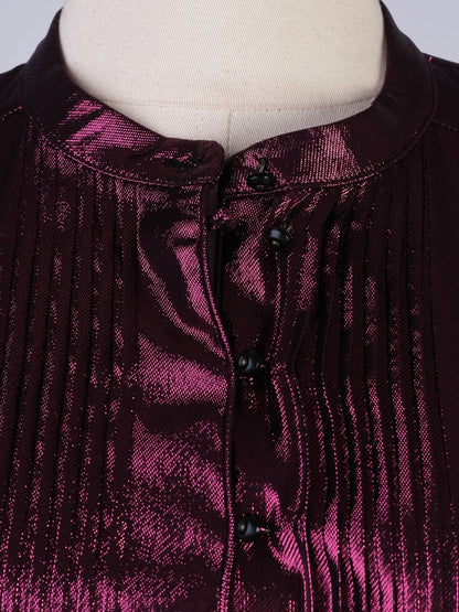 Excellent Burberry Purple Silk Dress Size M with Pleated Front