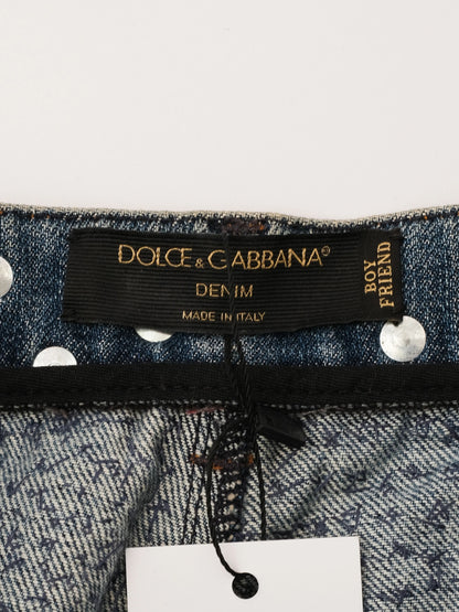 Excellent Dolce Gabbana Blue Cotton Distressed Jeans Size S