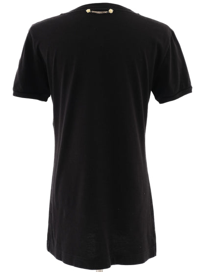 Excellent Dolce Gabbana Black Cotton T-Shirt Size M with Rose Graphics