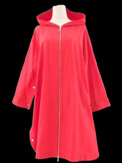 Excellent Max Mara Red Hooded Coat Size S Polyester
