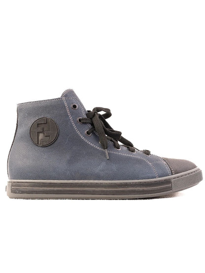 Excellent Fendi Blue Leather High-Top Sneakers Women Size N/A