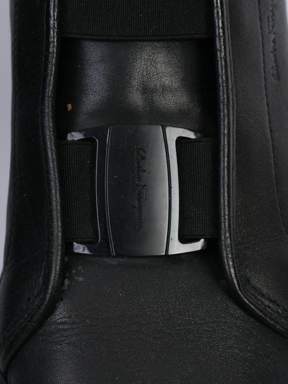 Salvatore Ferragamo Black Leather High-Top Sneakers Size 41