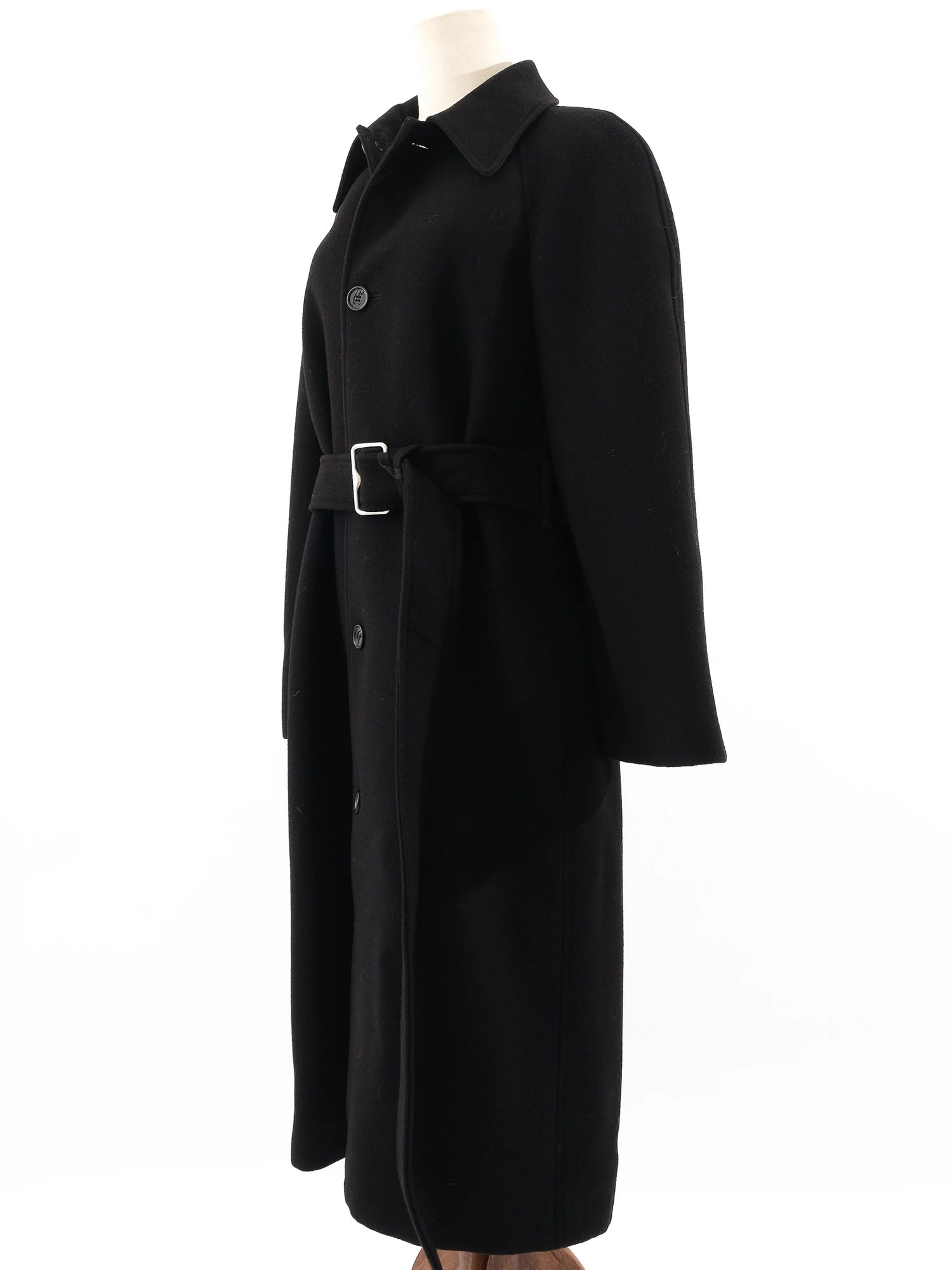 Perfect Burberry Black Wool Long Coat with Belt Size L