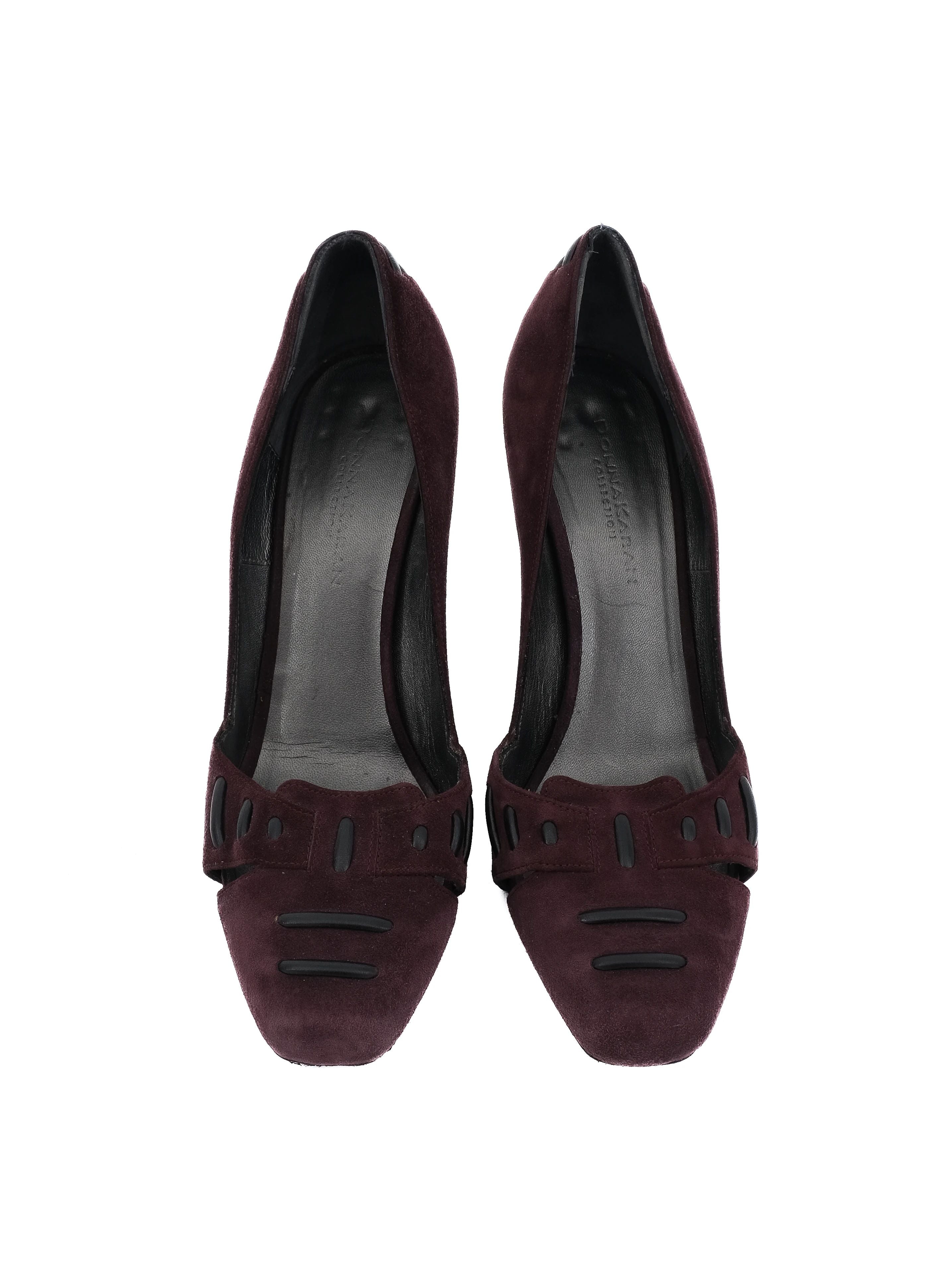 Good Donna Karan Burgundy High-Heeled Shoes Genuine Suede Size 37.5