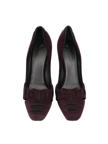 Good Donna Karan Burgundy High-Heeled Shoes Genuine Suede Size 37.5