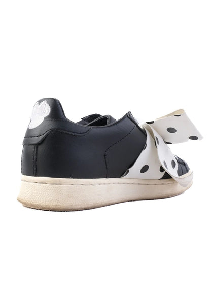 Excellent Moa Black Leather Sneakers with Bow Size 37