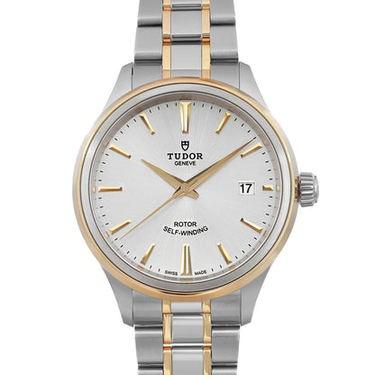 Tudor Style 38mm 18K Yellow Gold Steel Silver Dial Automatic Watch 12503-0002