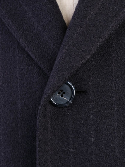 Excellent BRIONI Black Cashmere Pinstripe Overcoat for Men