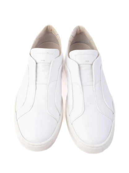 Excellent Santoni White Leather Slip-On Sneakers Size 39 Women