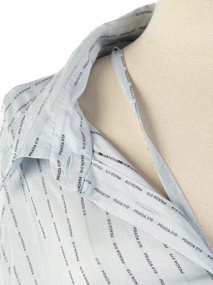 Excellent Prada Blue Silk Button-Up Shirt Size L - Women&