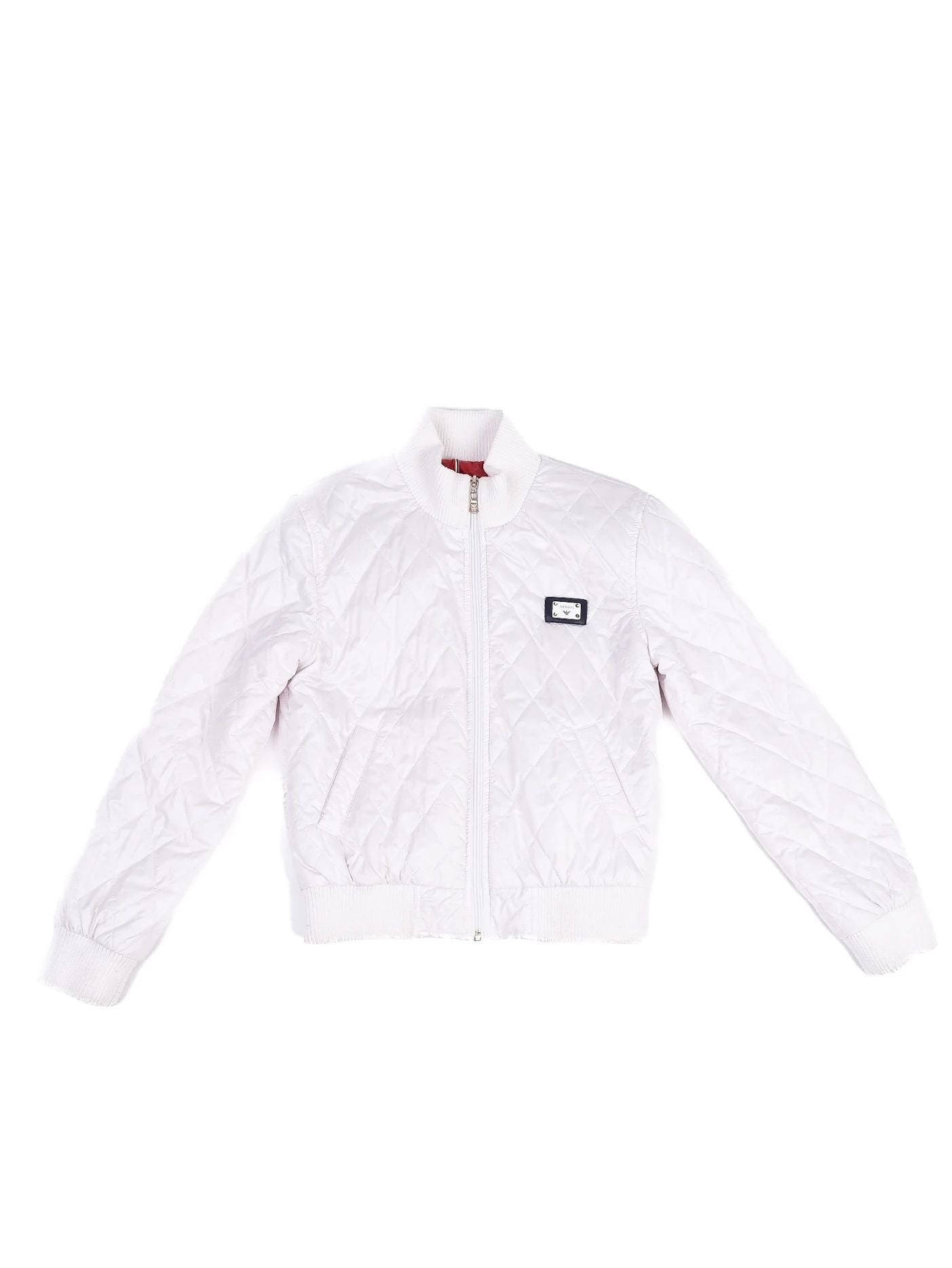 Excellent Armani Junior White Quilted Jacket Size 10 for Kids