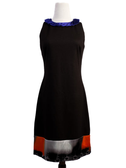 Elie Tahari WomenÕs Sleeveless Dress M Wool Black Blue Multicolor Hem