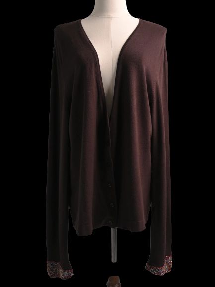 Excellent Ferre Orange Viscose Cardigan with Embellishments