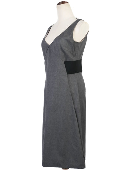 Excellent Ferre Gray Wool Sleeveless Dress Size M with Black Panels