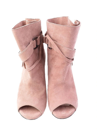Excellent Stuart Weitzman Pink Leather High-Heeled Ankle Boots Size 37