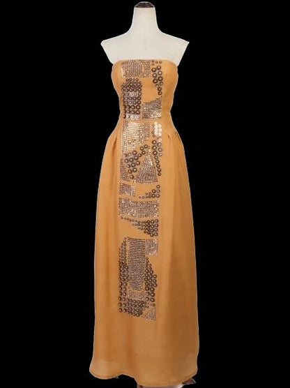 Excellent Missoni Yellow Silk Strapless Evening Gown Size M