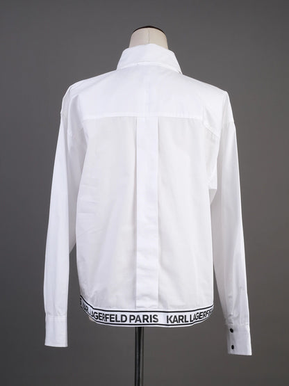 Excellent Karl Lagerfeld White Cotton Button-Up Shirt Size S