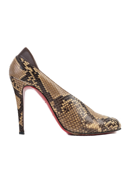 Excellent Christian Louboutin WomenÕs High-Heeled Snakeskin Shoes Size 39
