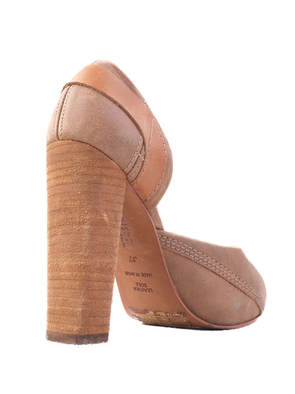 Excellent Diesel Orange Leather High-Heeled Peep-Toe Shoes Size 37