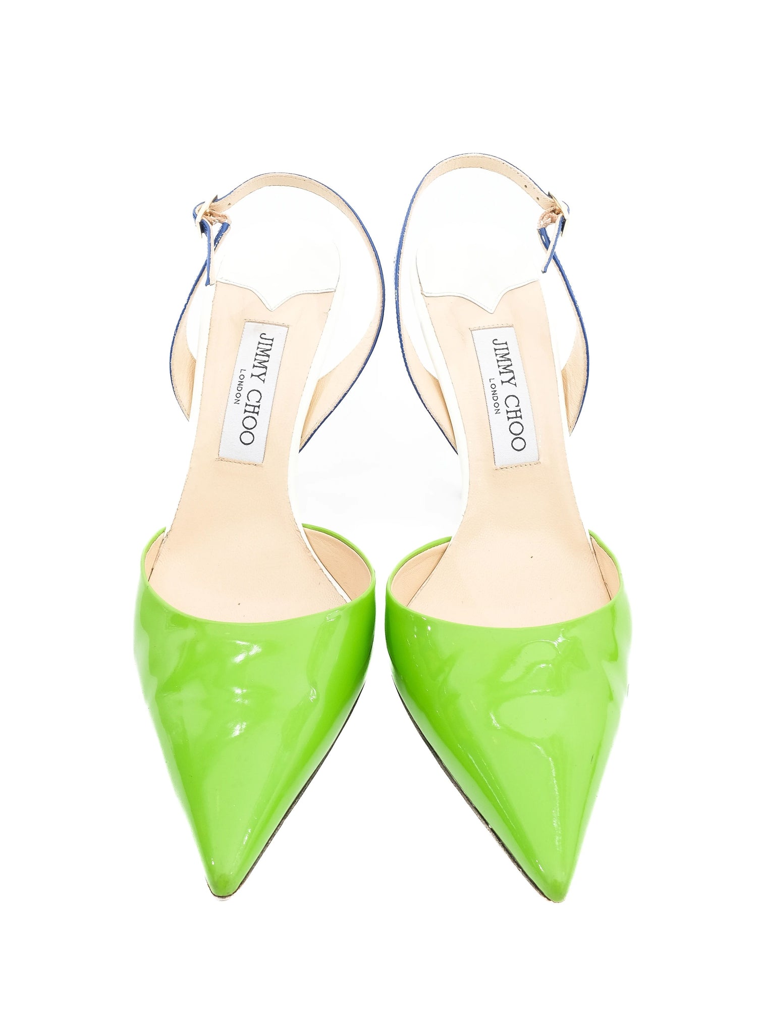 Jimmy Choo Green Leather Slingback High-Heeled Shoes Size 40.5