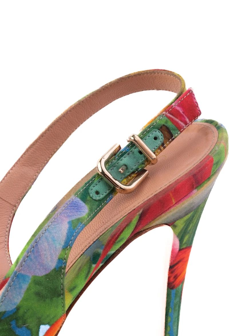 Excellent Gianvito Rossi Floral High-Heeled Slingback Size 39