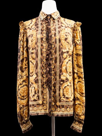 Excellent Versace WomenÕs Long-Sleeve Blouse Silk Size L Combined