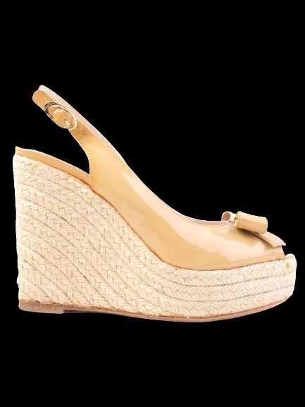 Excellent Dior Orange Leather High-Wedge Sandals Size 37.5