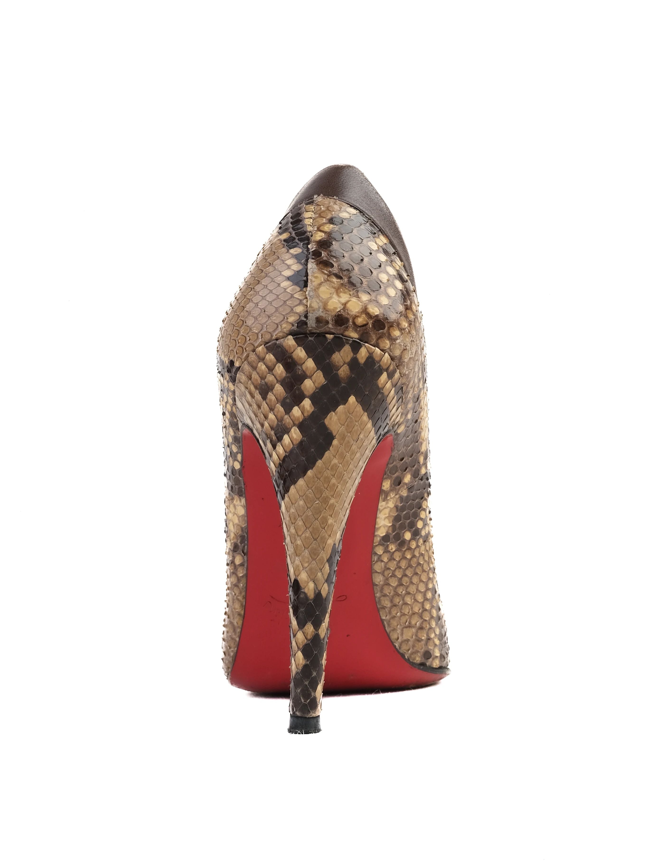 Excellent Christian Louboutin WomenÕs High-Heeled Snakeskin Shoes Size 39