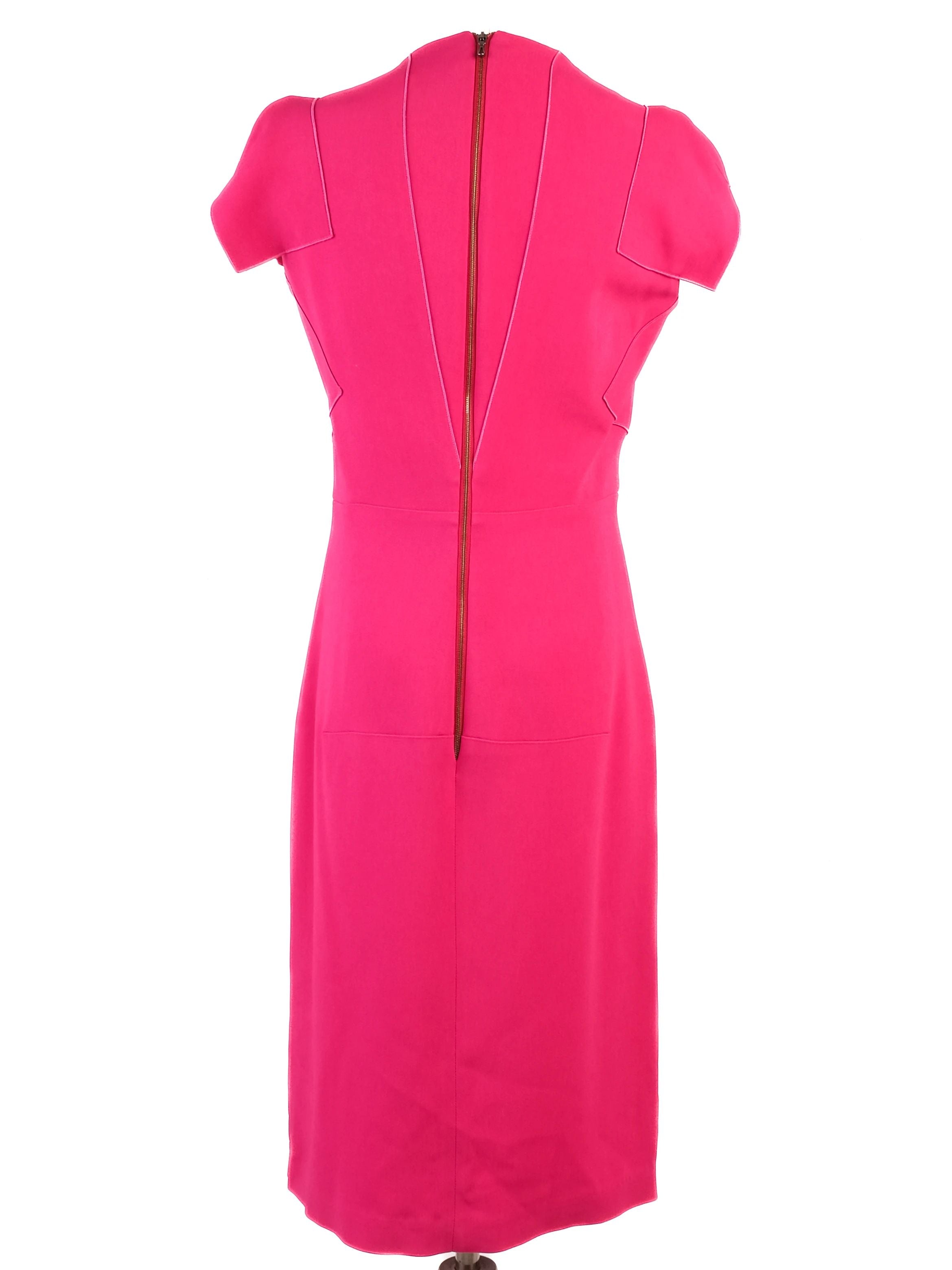 Excellent Roland Mouret Pink Viscose Dress Size XL Square Neckline