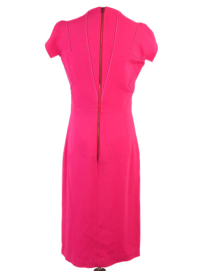 Excellent Roland Mouret Pink Viscose Dress Size XL Square Neckline