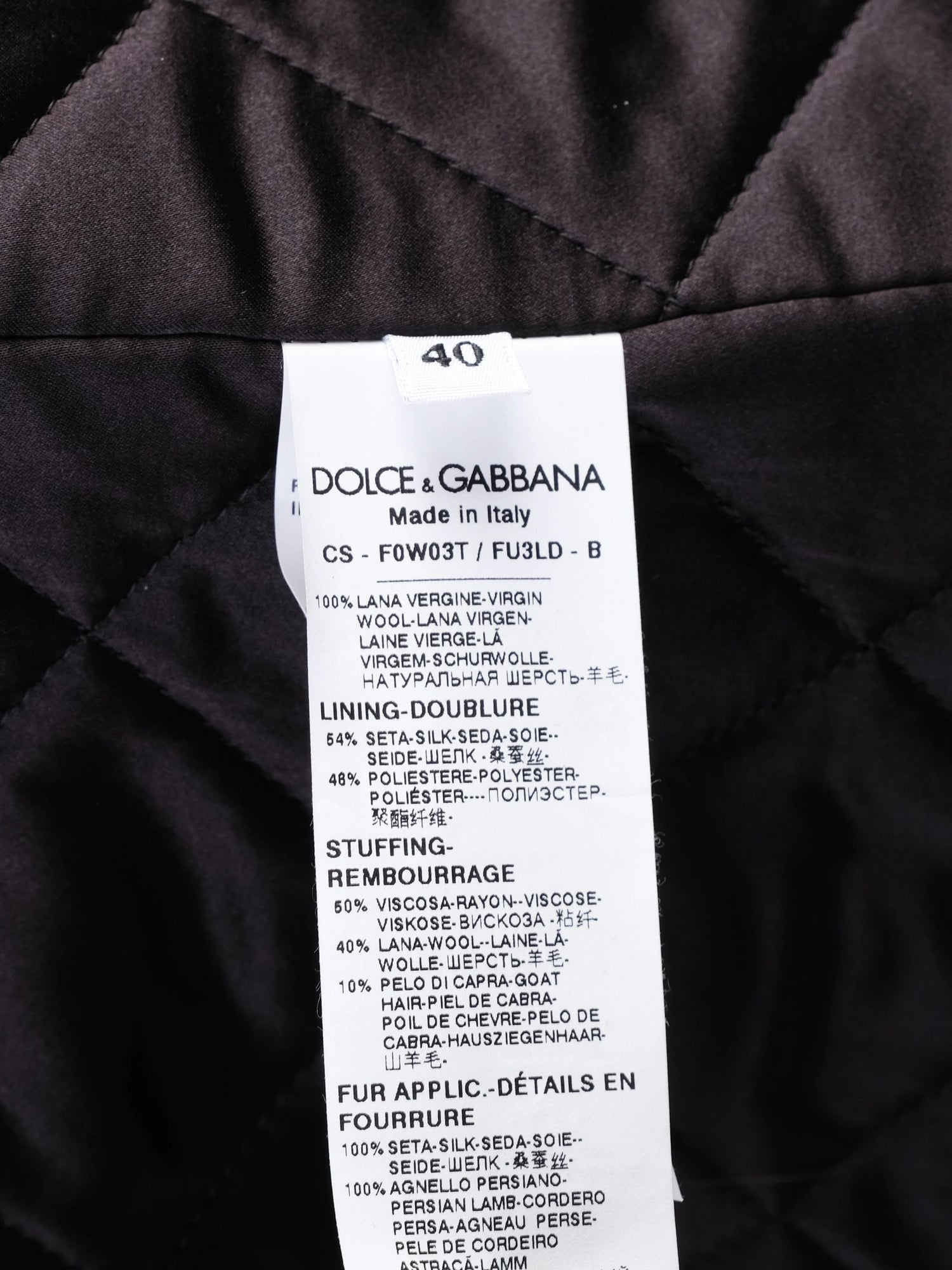 Excellent Dolce Gabbana Black Wool Coat with Textured Collar Size S