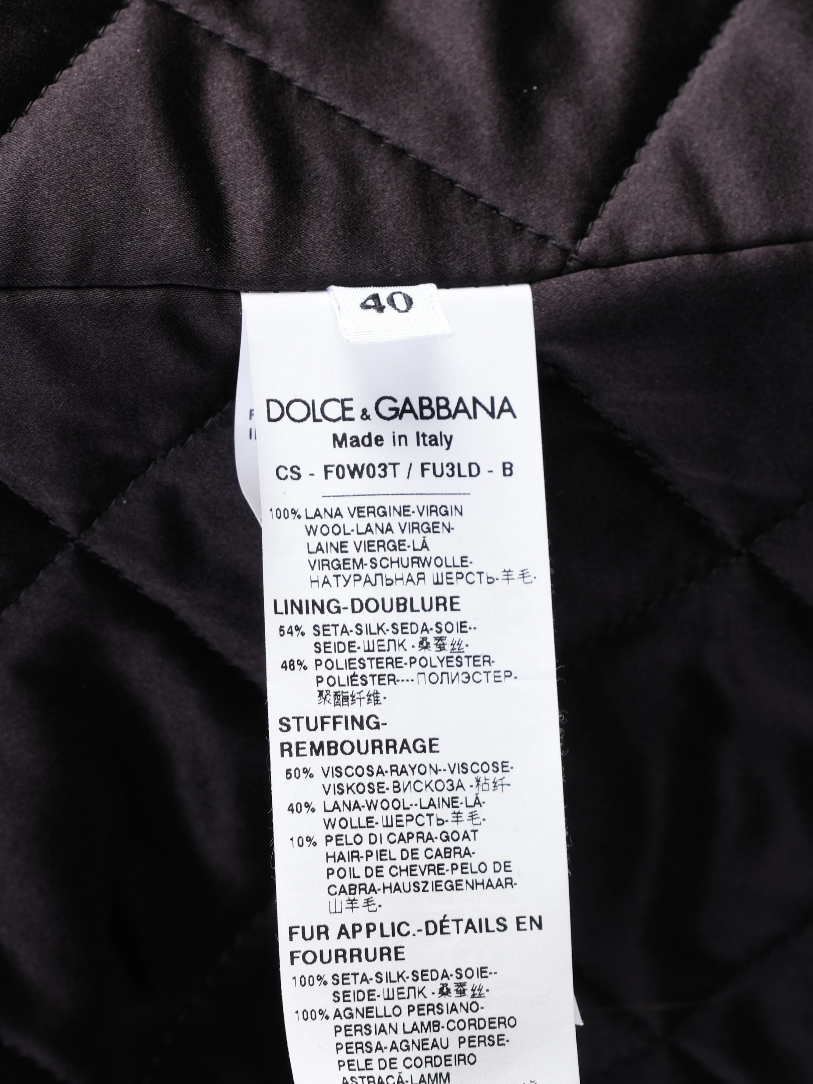 Excellent Dolce Gabbana Black Wool Coat with Textured Collar Size S