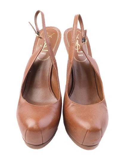 Excellent Yves Saint Laurent Orange Leather High-Heeled Shoes Size 39