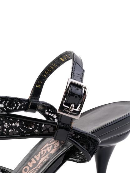 Excellent Salvatore Ferragamo Black High-Heeled Sandals Size 38