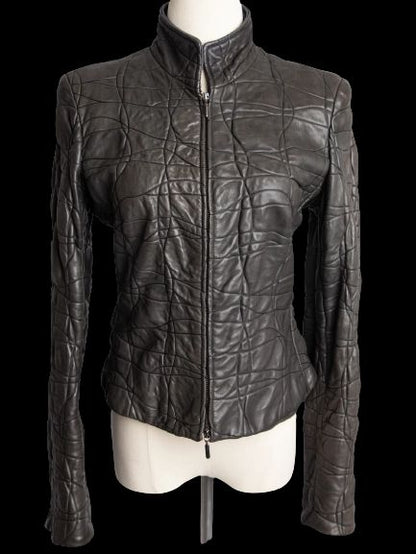 Good Armani Exchange Green Quilted Leather Jacket Size XXS